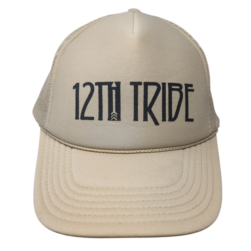 12th Tribe Snapback Rope Trucker Hat Beige One Size Solid Mesh Back